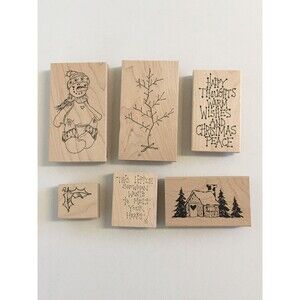 Lot Stamps by Judith Rubber Christmas Holiday All Seasons Tree Snowman House